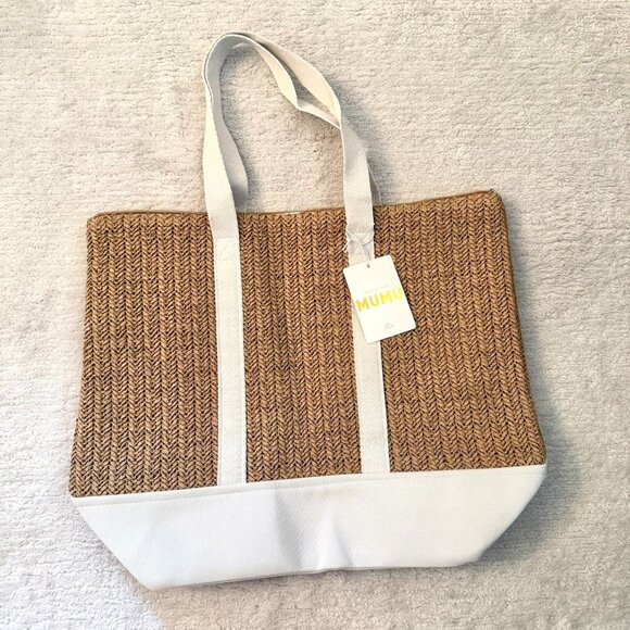 Show Me Your Mumu Sunseeker Large Straw Tote Bag NWT FabFitFun Collab Beach Bag - Picture 2 of 11
